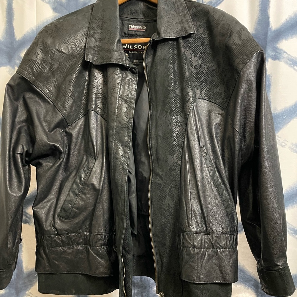 Wilson Genuine leather jacket- retro 80’s style